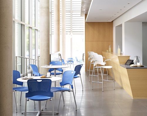 Herman Miller blue Caper Side Chair and Stool